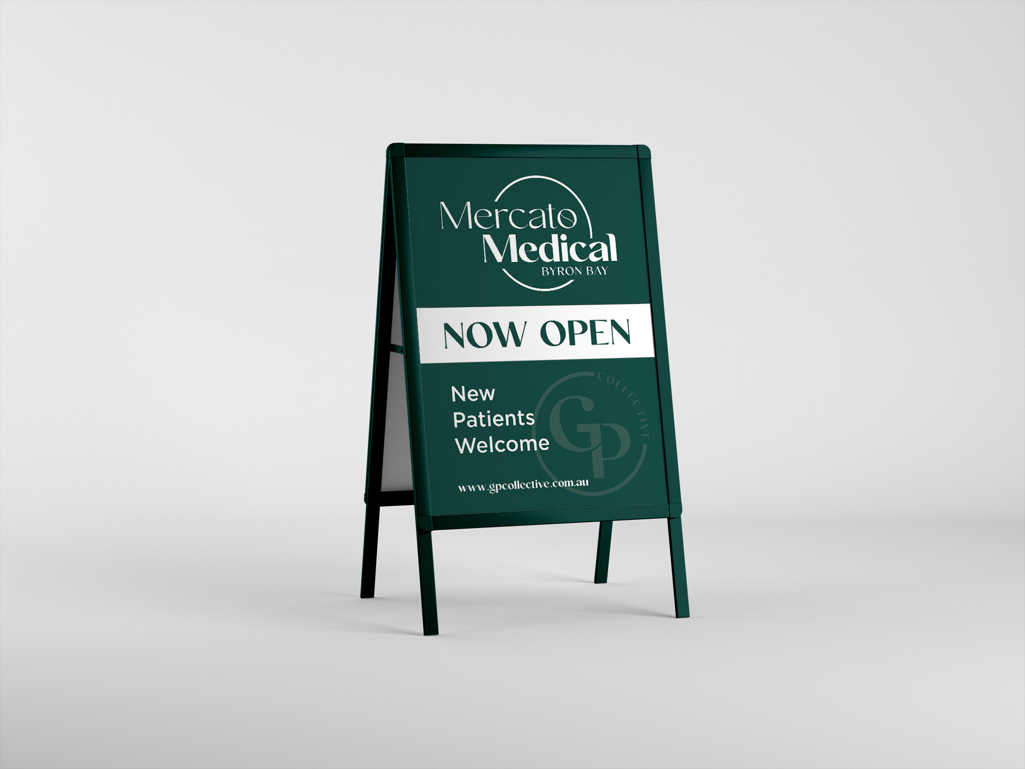 GP Collective A-frame signage mockup