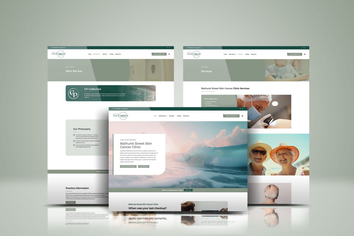 Bathurst Street Skin Cancer Clinic website for GP Collective by Brand in Black