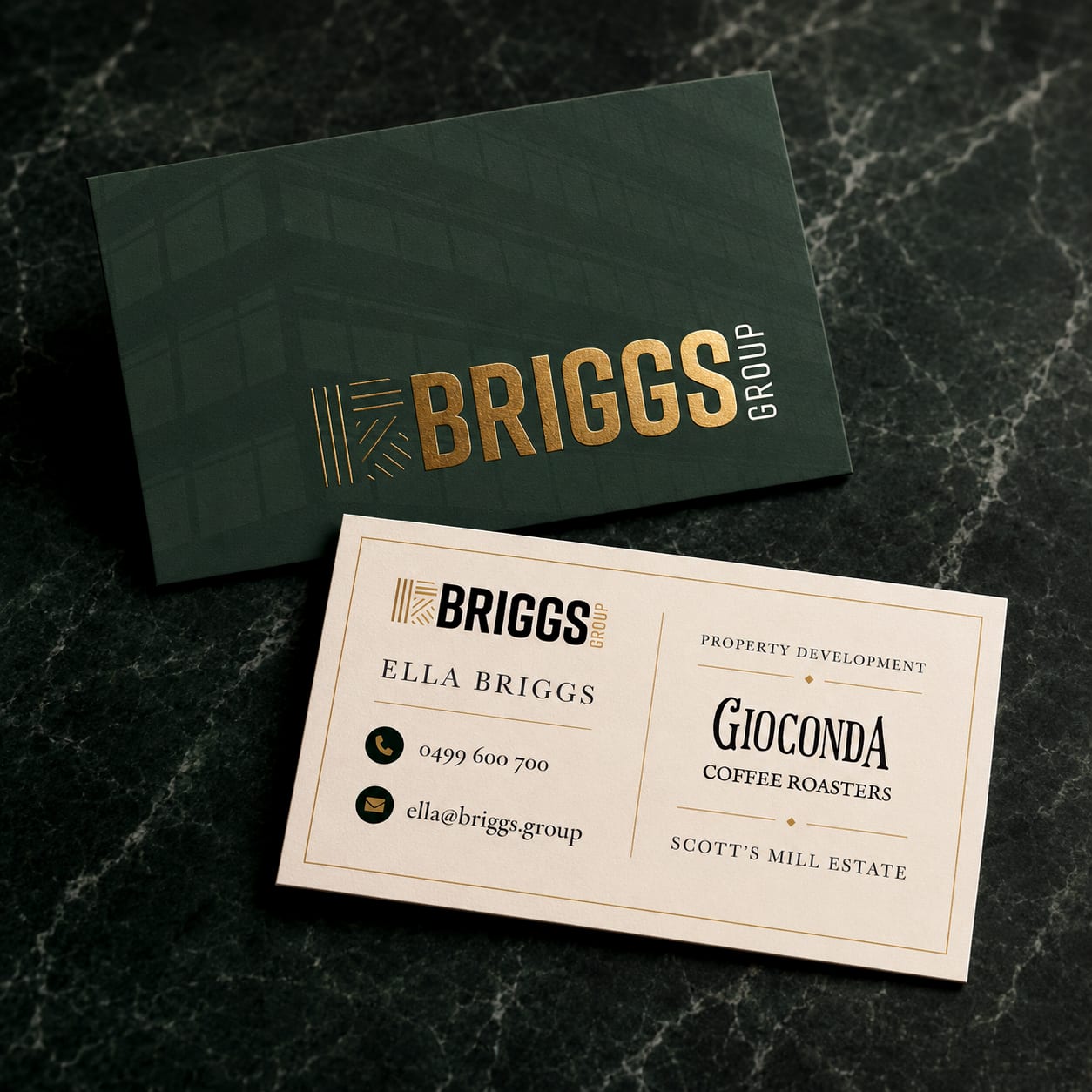 Briggs Group foil business cards by Brand in Black